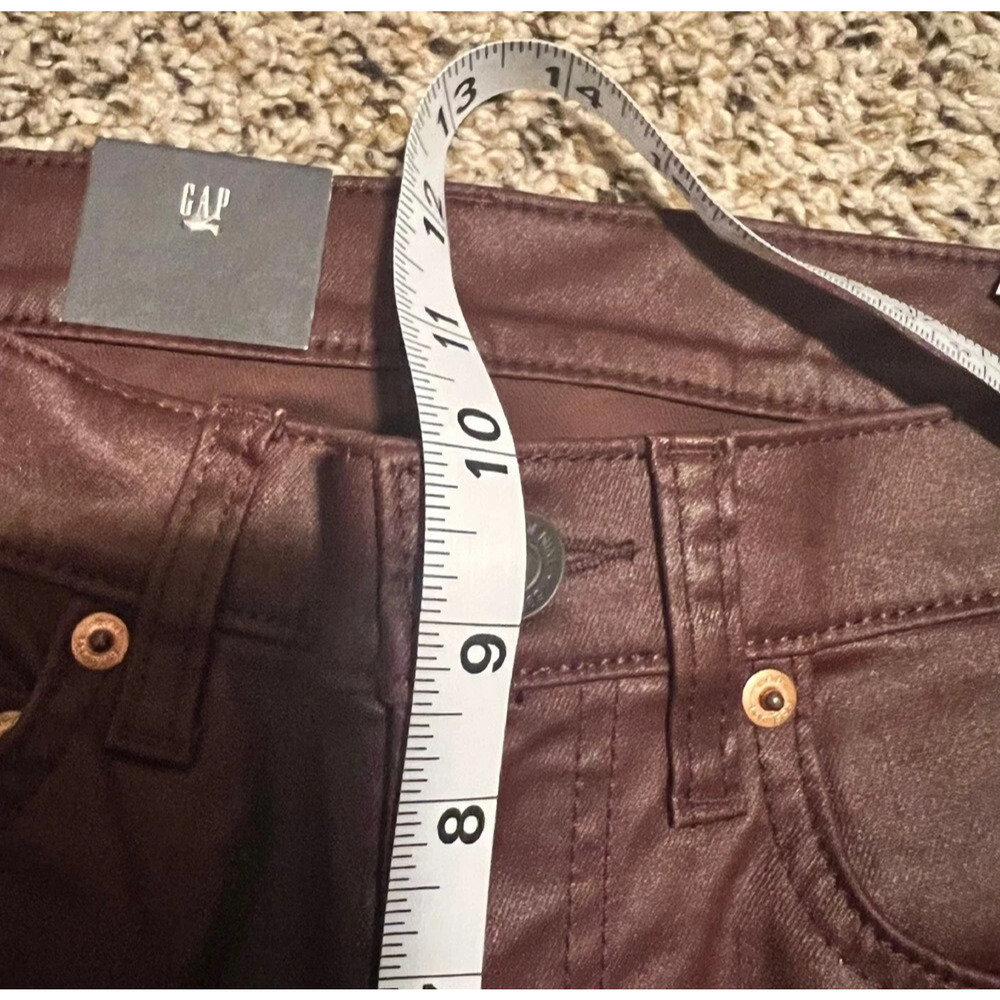 NWT GAP Mid Rise Vintage Slim Faux Leather Pants Brown Sz 2x26 R - Picture 6 of 9